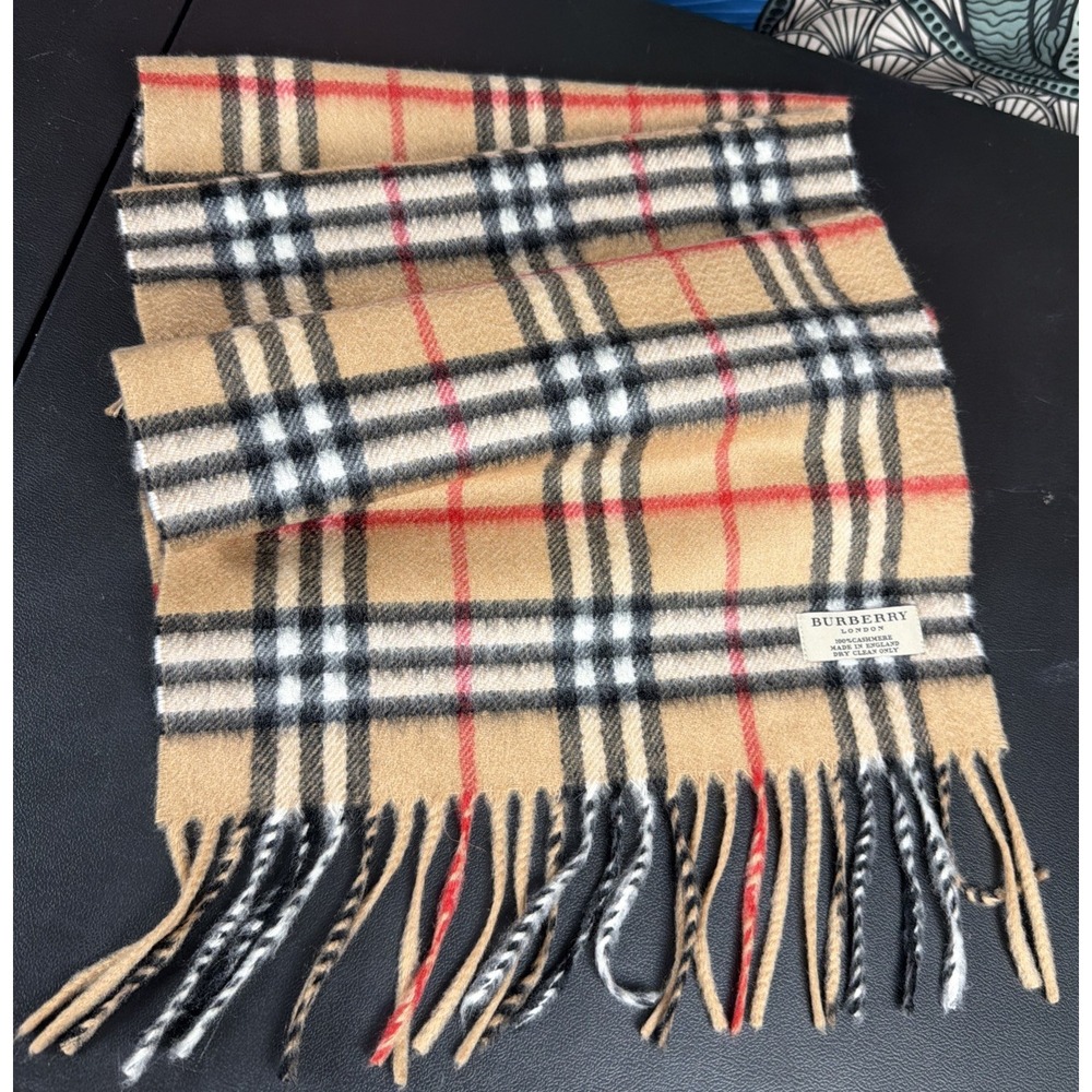 Vintage Burberrys Nova Check 100% Cashmere Muffler plaid few small moth spots